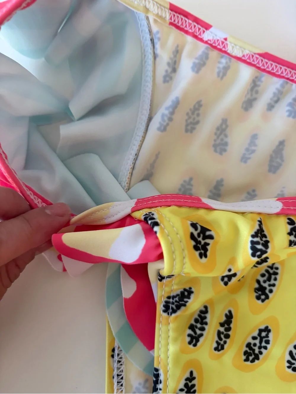 Girls Ruffle Tie-Front Bikini - Pink, Yellow & Mint